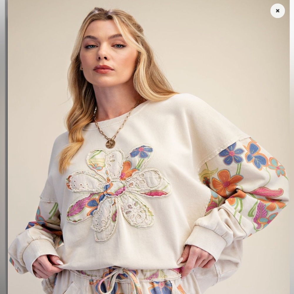 ES1–(SHIPPED 6/1) ⭐️🔥Easel Floral Wide-Leg CARGO PANTS WITH MATCHING TOP - Picture 5 of 7
